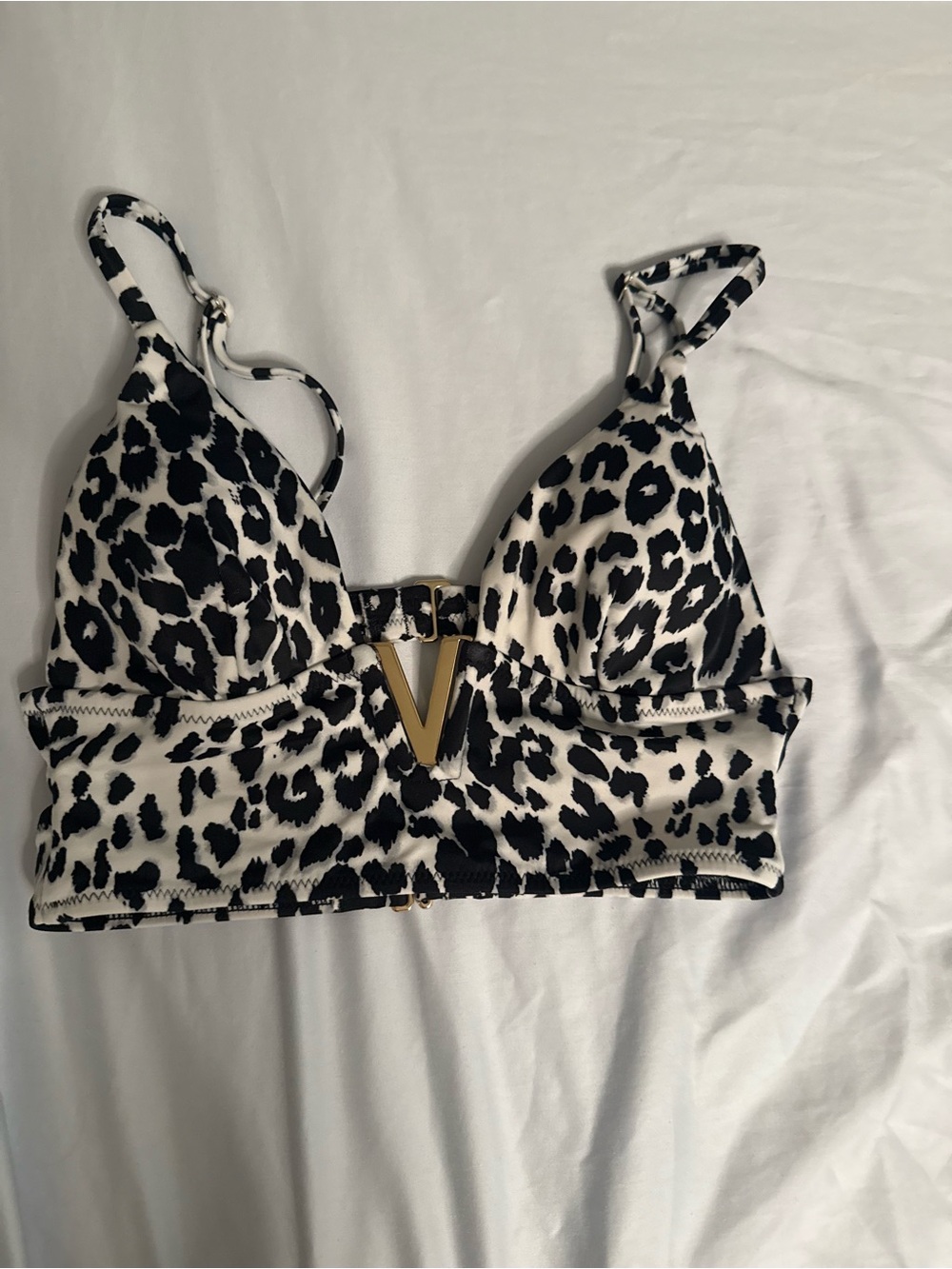 Victoria's Secret Black and White Leopard Bikini Top